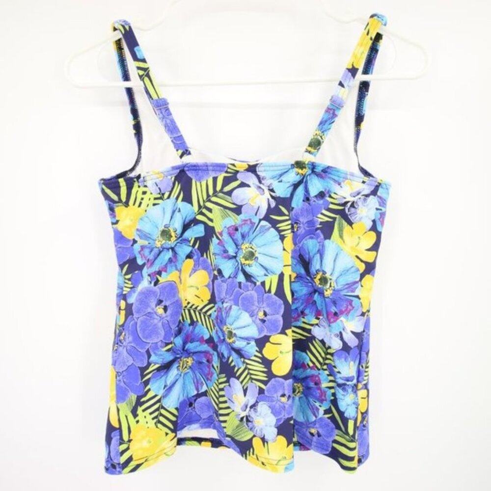 NWOT Lands End Swim Tankini Top Purple Yellow Floral Tropical Size 2P - Picture 9 of 9